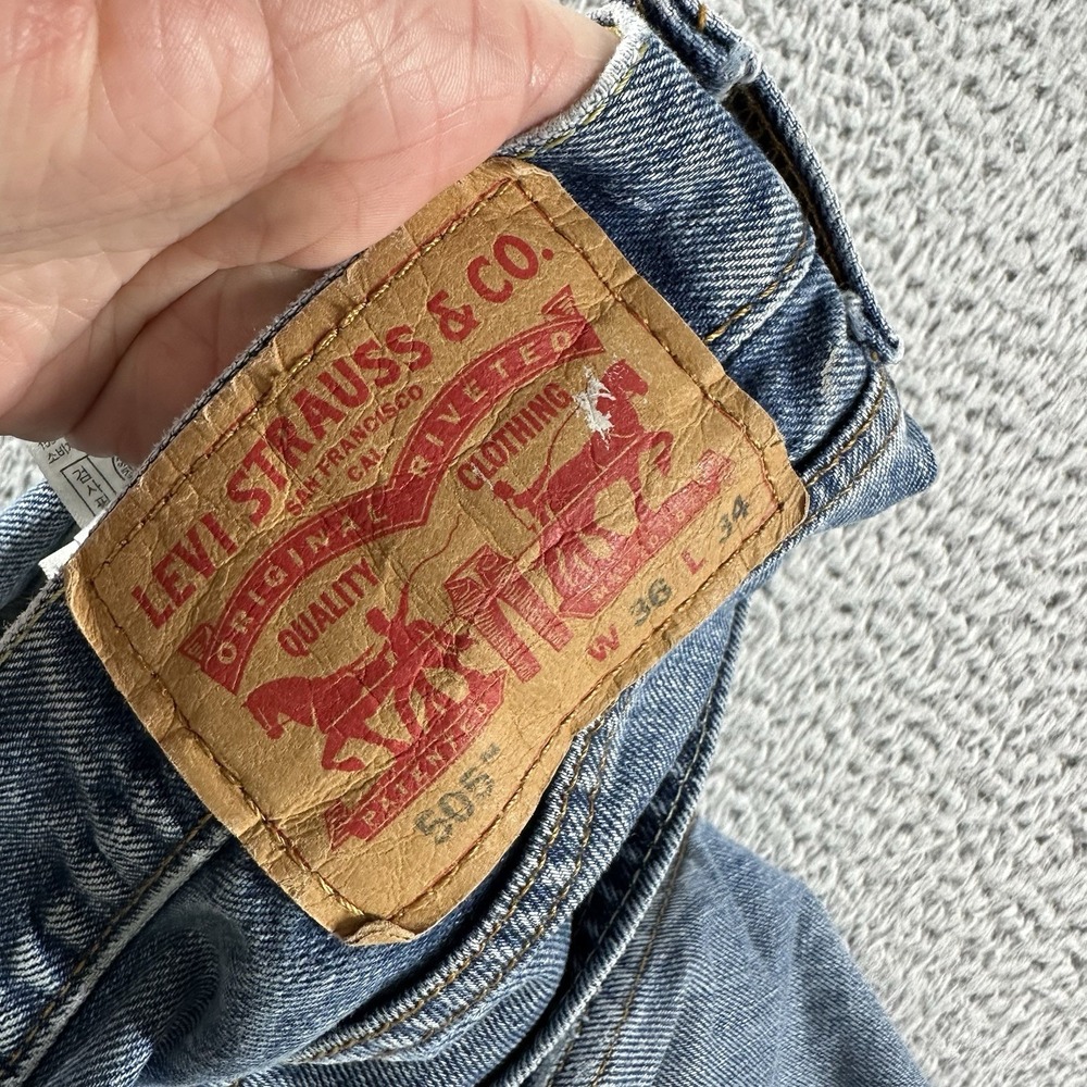 Levi's 505 Jeans Mens 36x34 Blue Paint Stain Artist‎ Art Distress Painter - Picture 9 of 12